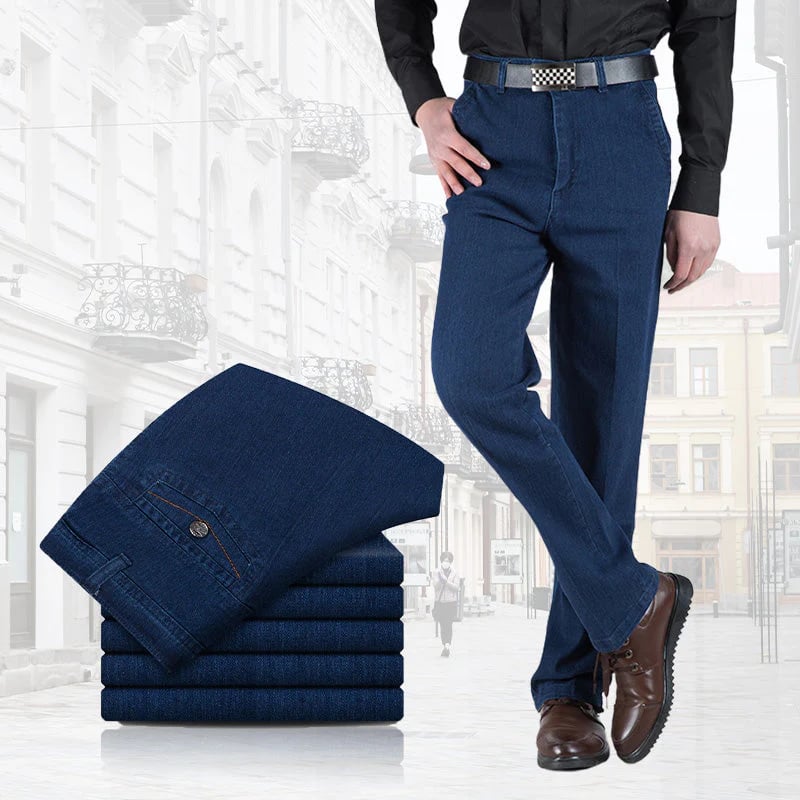 Men's High Waist Straight Cut Jeans | Durable Denim, Classic Fit, Comfortable & Stylish Everyday Wear