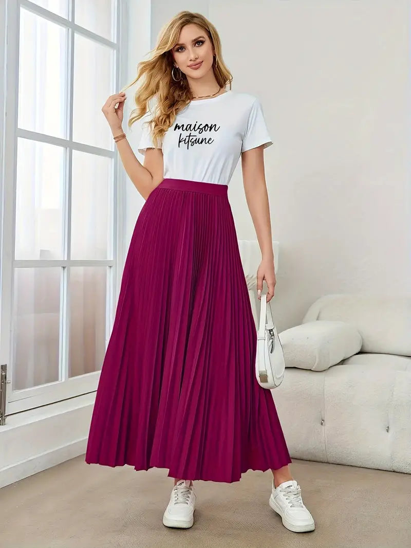 Pleat Luxe™ | Women's Long Pleated Skirt | Lightweight Fabric, High-Waisted Design & Flattering Silhouette