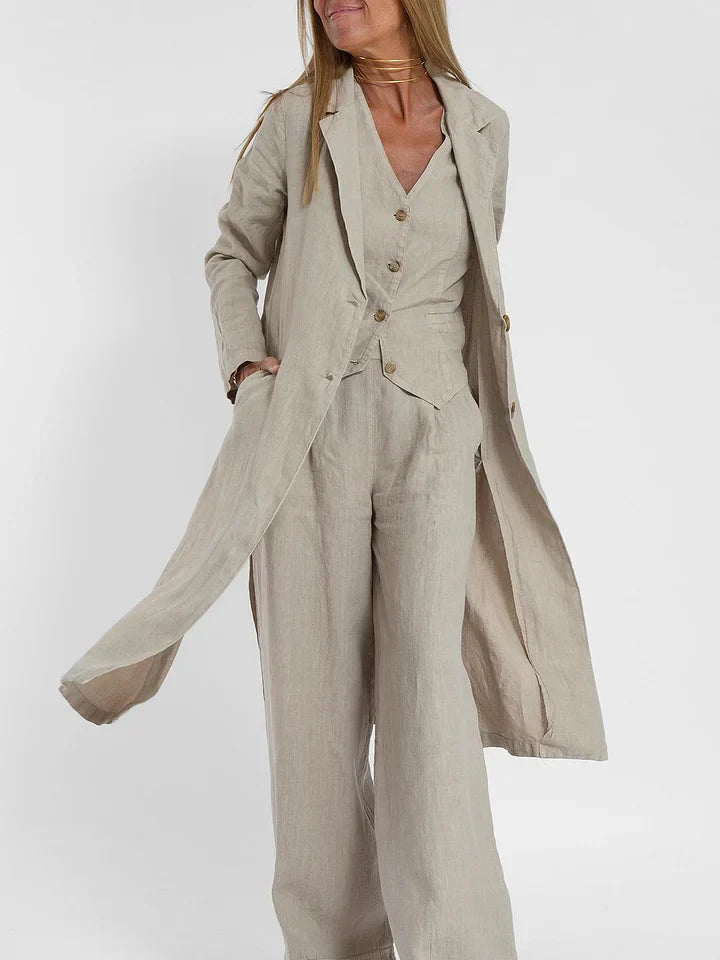 LuxeFit™ | Women's Tailored Linen Vest | Lightweight, Fitted Buttoned Front for Stylish Comfort