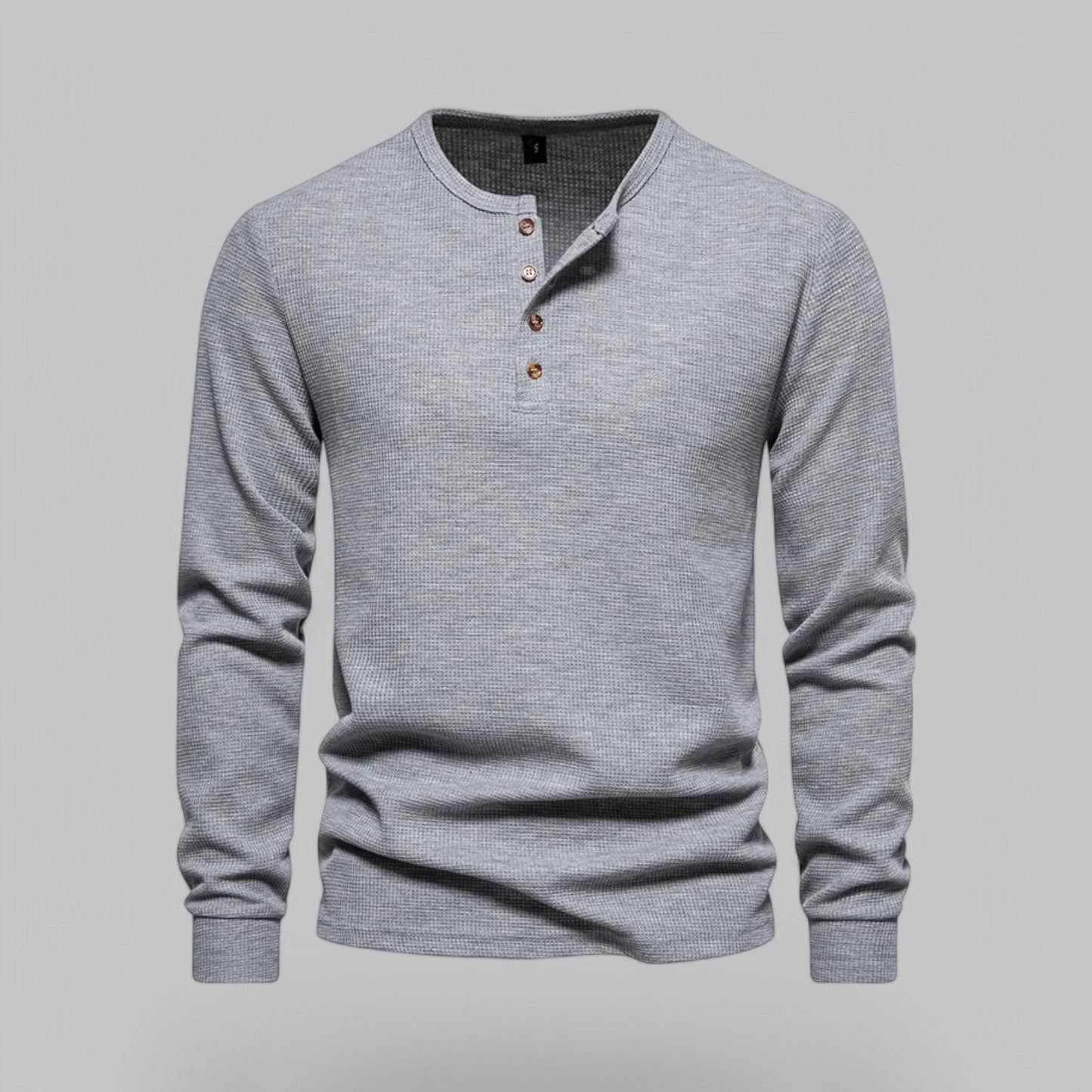 Waffle Henley Long Sleeve T-Shirt | Casual Cotton Shirt for Men | Lightweight, Breathable Fabric, Comfortable Fit