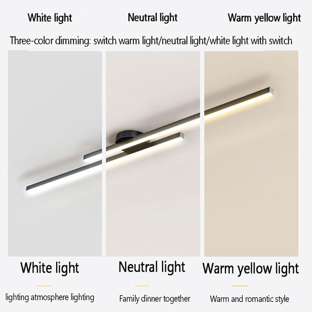 LED Ceiling Lamp - Modern Creative Strip Light Fixture for Living Room, Bedroom, Kitchen, Hallway & Office Use
