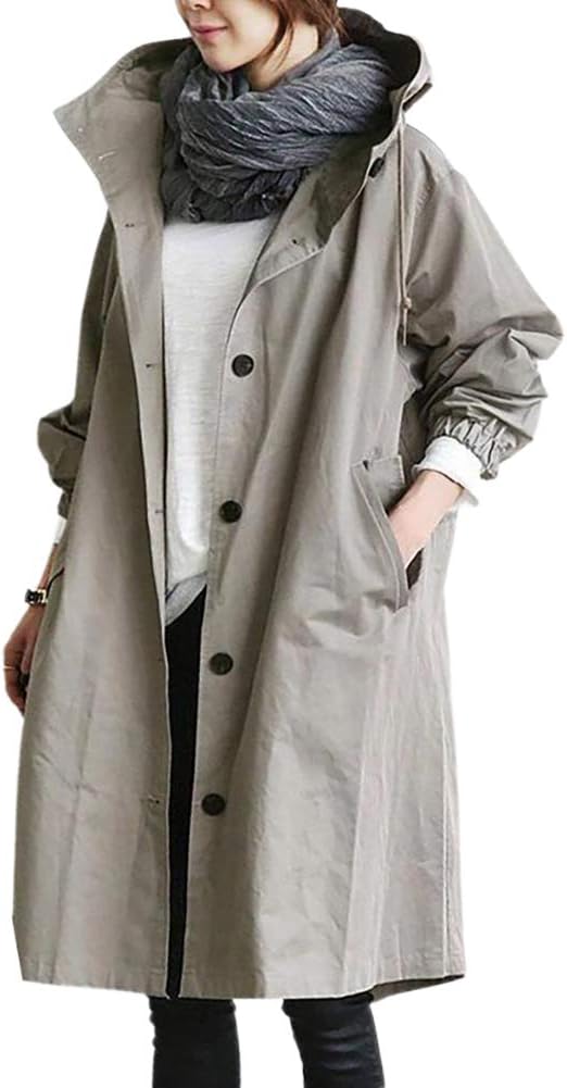 Velaria | Womens Hooded Trench Coat Waterproof Long Mac Raincoat for Winter & Summer Fashion