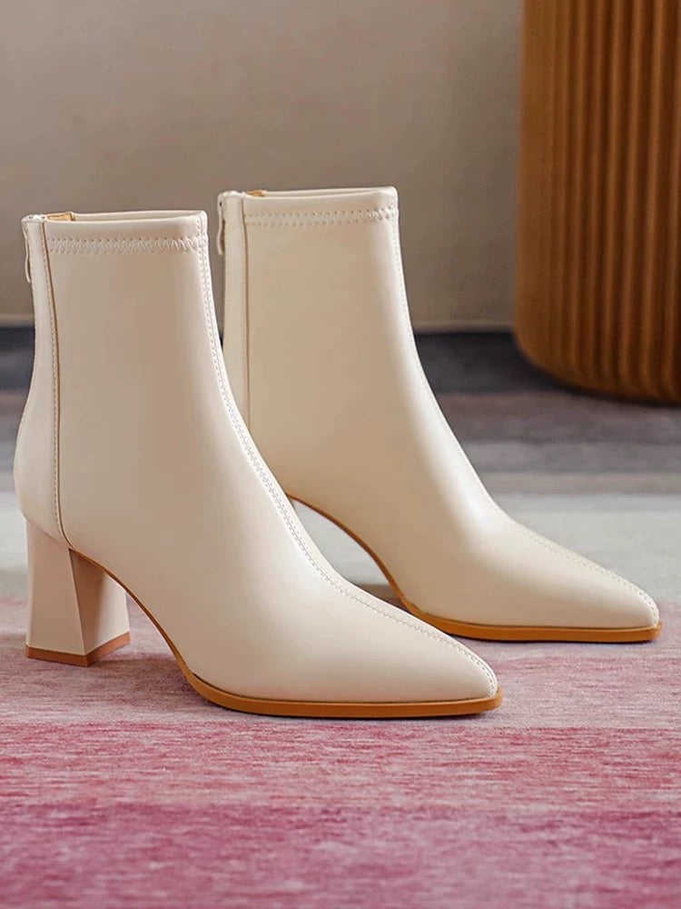 Ankle Luxe™ | Short Leather Pointed Ankle Boots | Genuine Leather, Sleek Design & Comfortable Fit