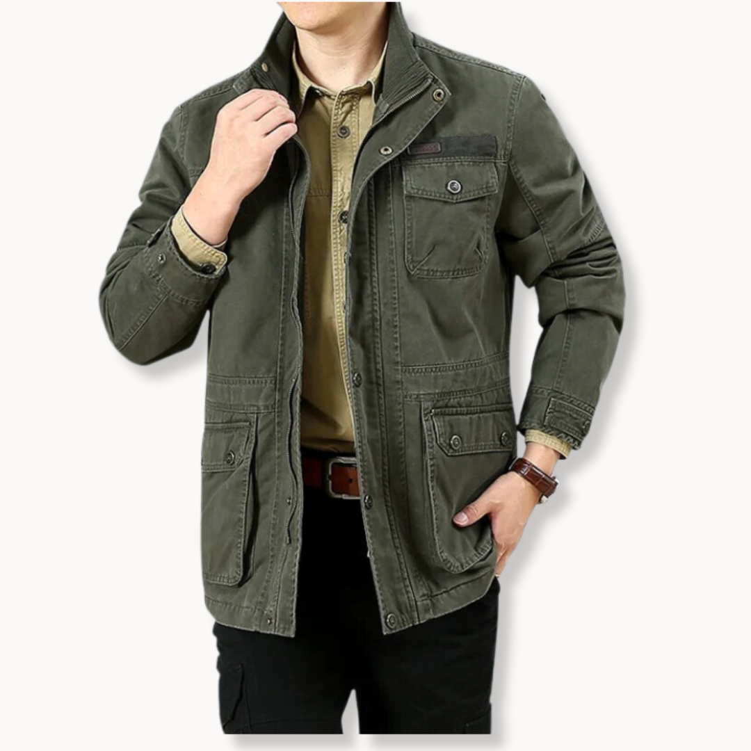 Nordrak | Mens Army Cargo Jacket Lightweight Cotton Utility Field Coat for Summer Travel & Outdoor Fashion