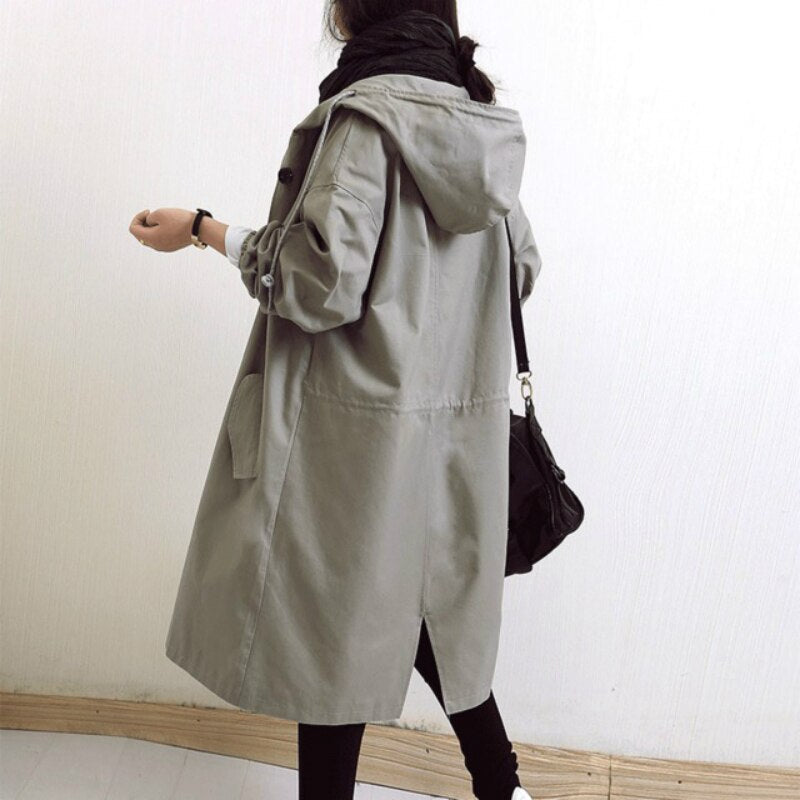 Velaria | Womens Hooded Trench Coat Waterproof Long Mac Raincoat for Winter & Summer Fashion