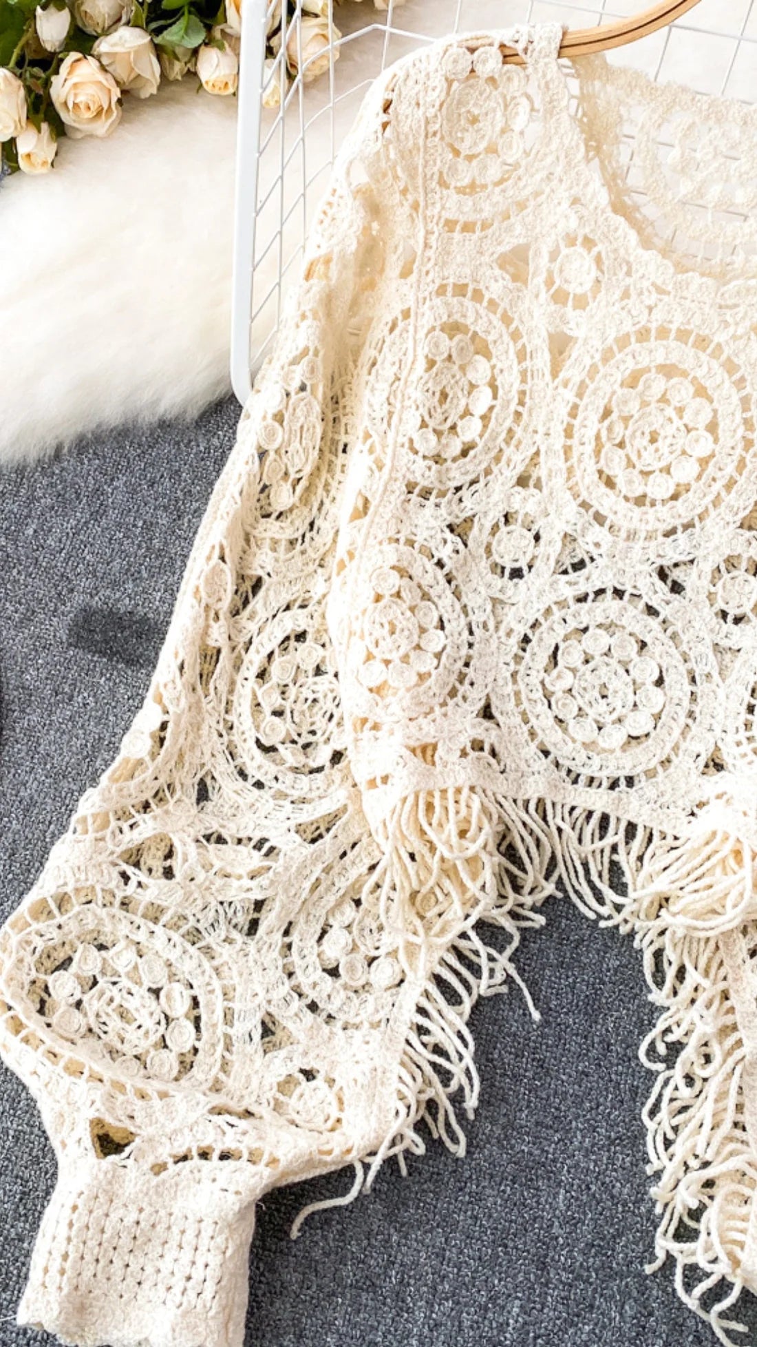 Crochet Aura™ | Women's Crochet Midriff Top | Oversized Sleeves, Lightweight Fabric & One Size Fits All