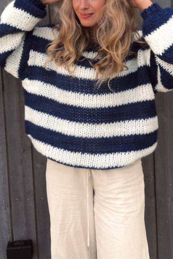 Candy Navy™ | Women's Knit Jumper | Soft Fabric, Striped Design & Cozy Fit