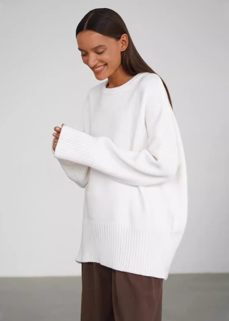 Knit Aura™ | Oversized Gray Knit Sweater | Soft Fabric, Cozy Fit & Casual Style