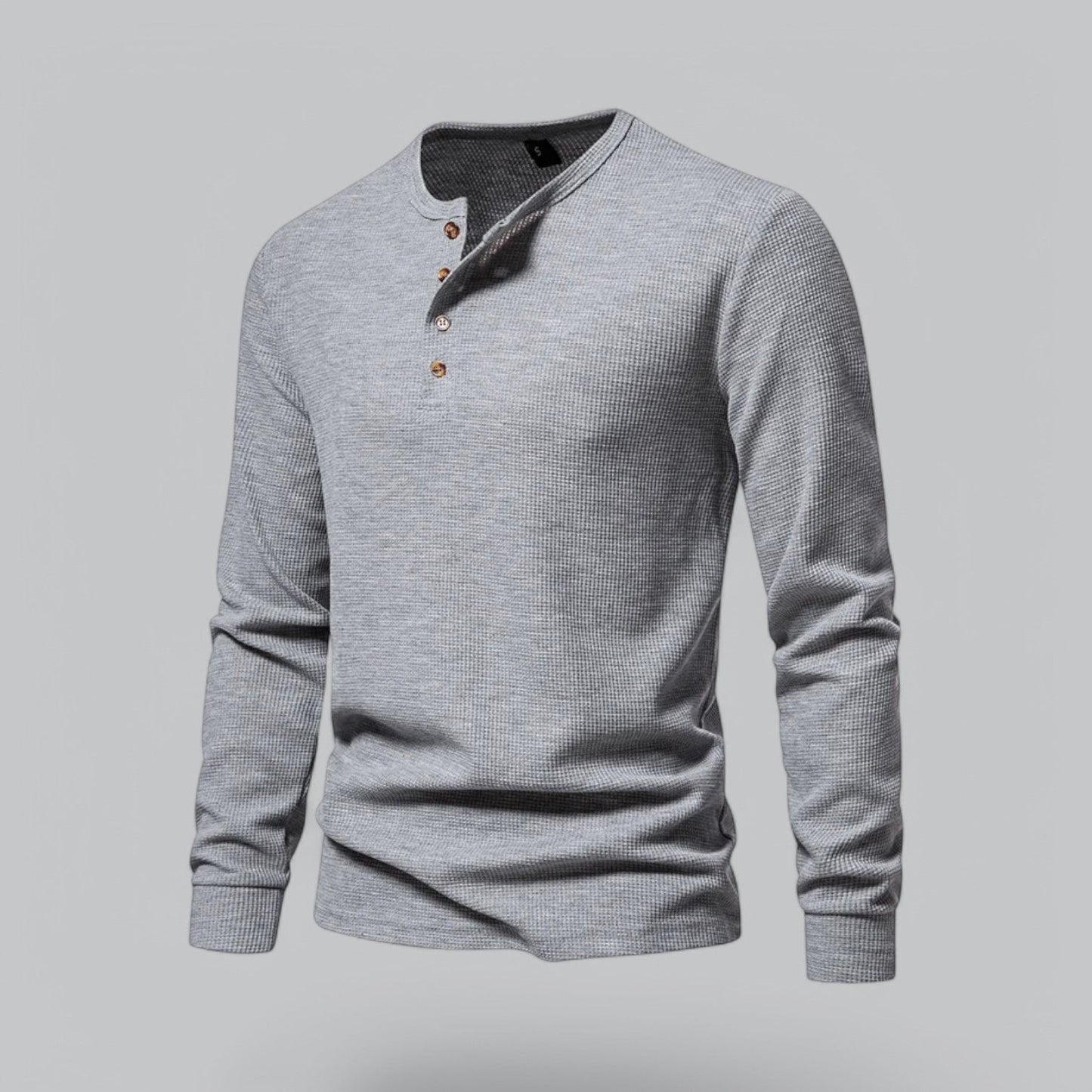 Waffle Henley Long Sleeve T-Shirt | Casual Cotton Shirt for Men | Lightweight, Breathable Fabric, Comfortable Fit