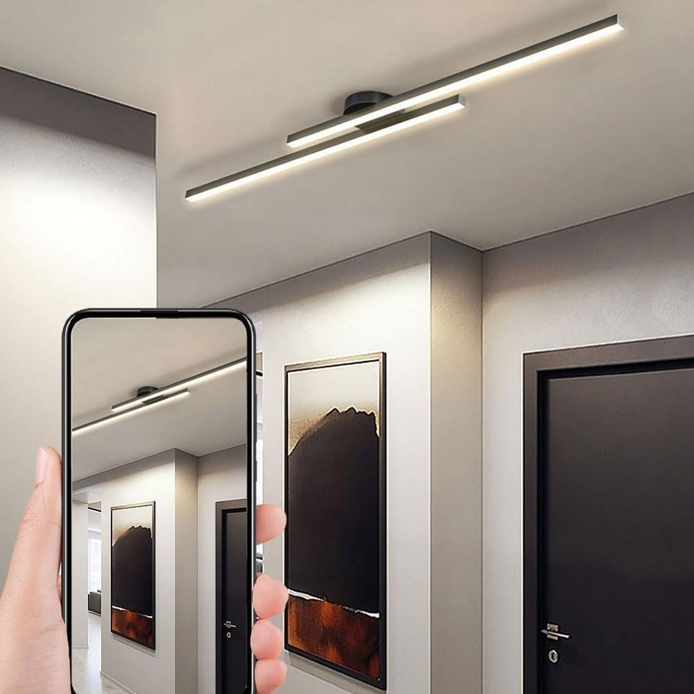 LED Ceiling Lamp - Modern Creative Strip Light Fixture for Living Room, Bedroom, Kitchen, Hallway & Office Use