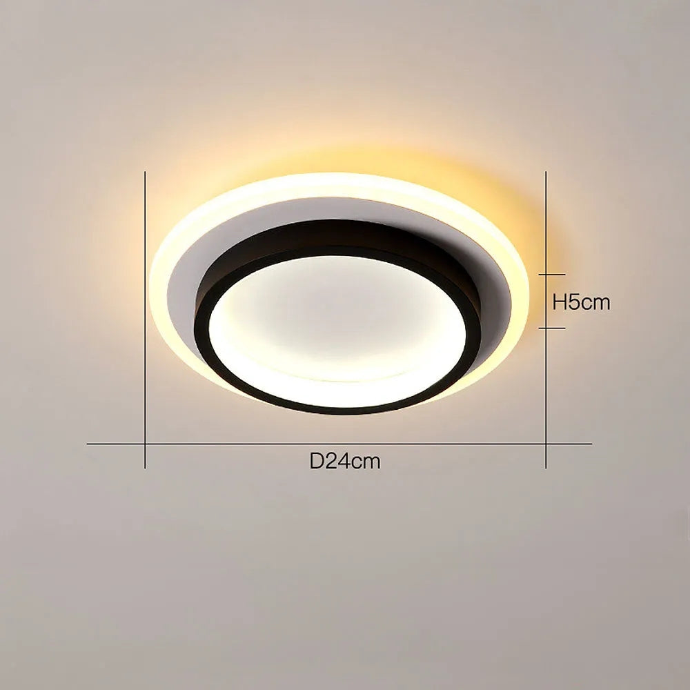 LED Flush Mount Ceiling Light 18W with 3CCT Color Temperature Adjustment - Black & White Fixture for Home & Office Lighting