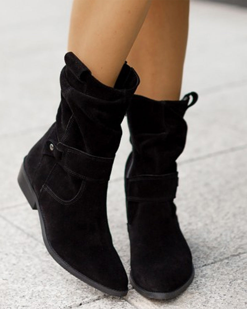 Boots Alure™ | Women's Low Heels Boots | Suede Material, Stylish Ankle Design & Comfortable Fit