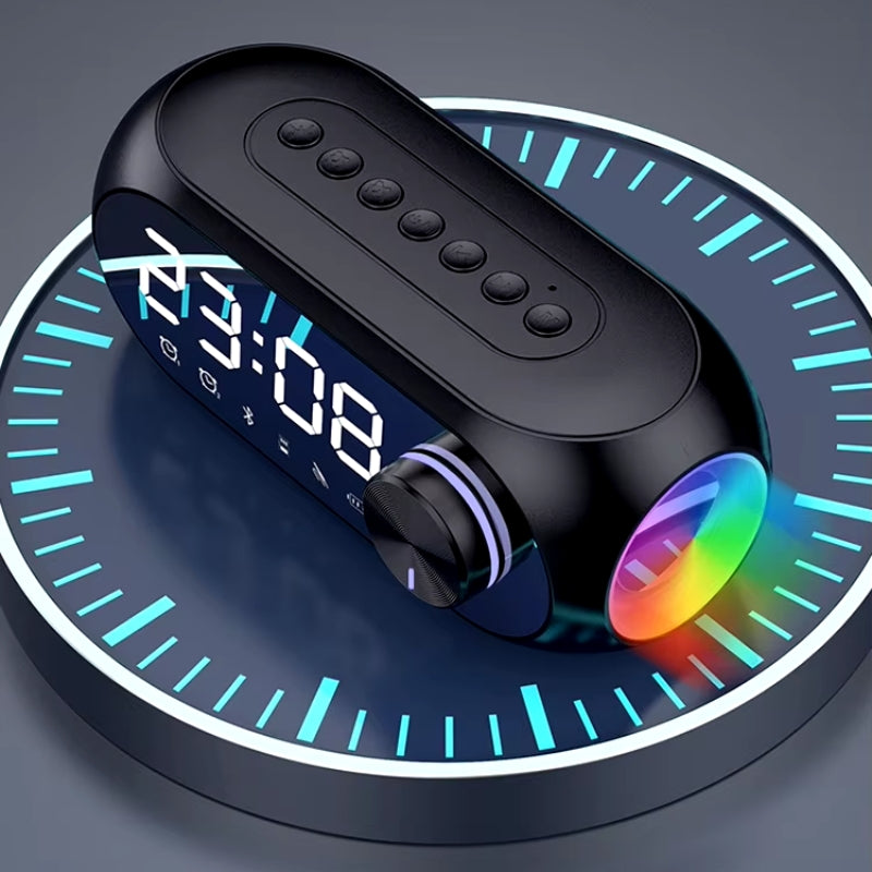 Wireless Charging Bluetooth Speaker Alarm Clock with LED Lamp