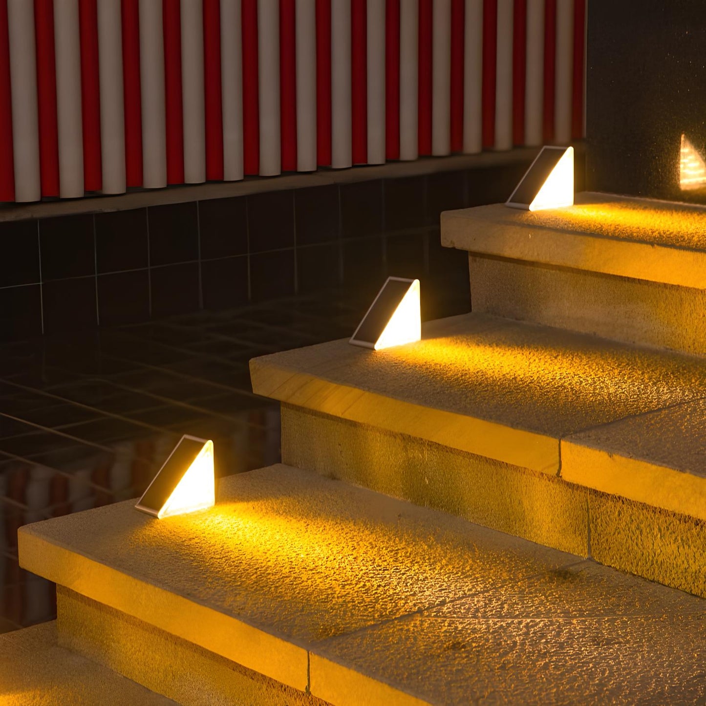 LED Solar Powered Stair Lights with Motion Sensor - Waterproof Outdoor Lighting for Steps, Pathways, and Decks