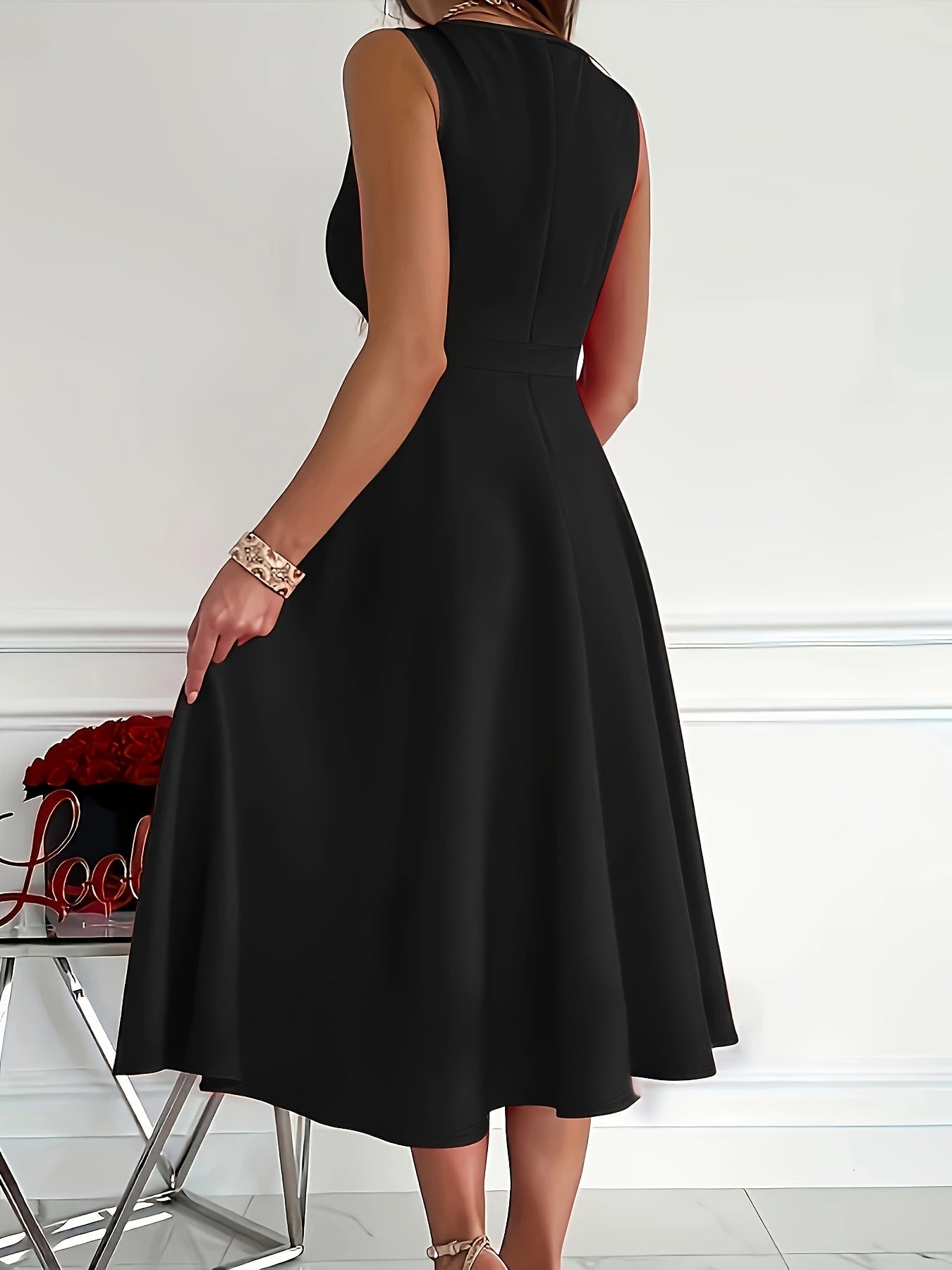 V-Neck Aura™ | Women's Midi Dress | Soft Fabric, Flattering Fit & Stylish Design