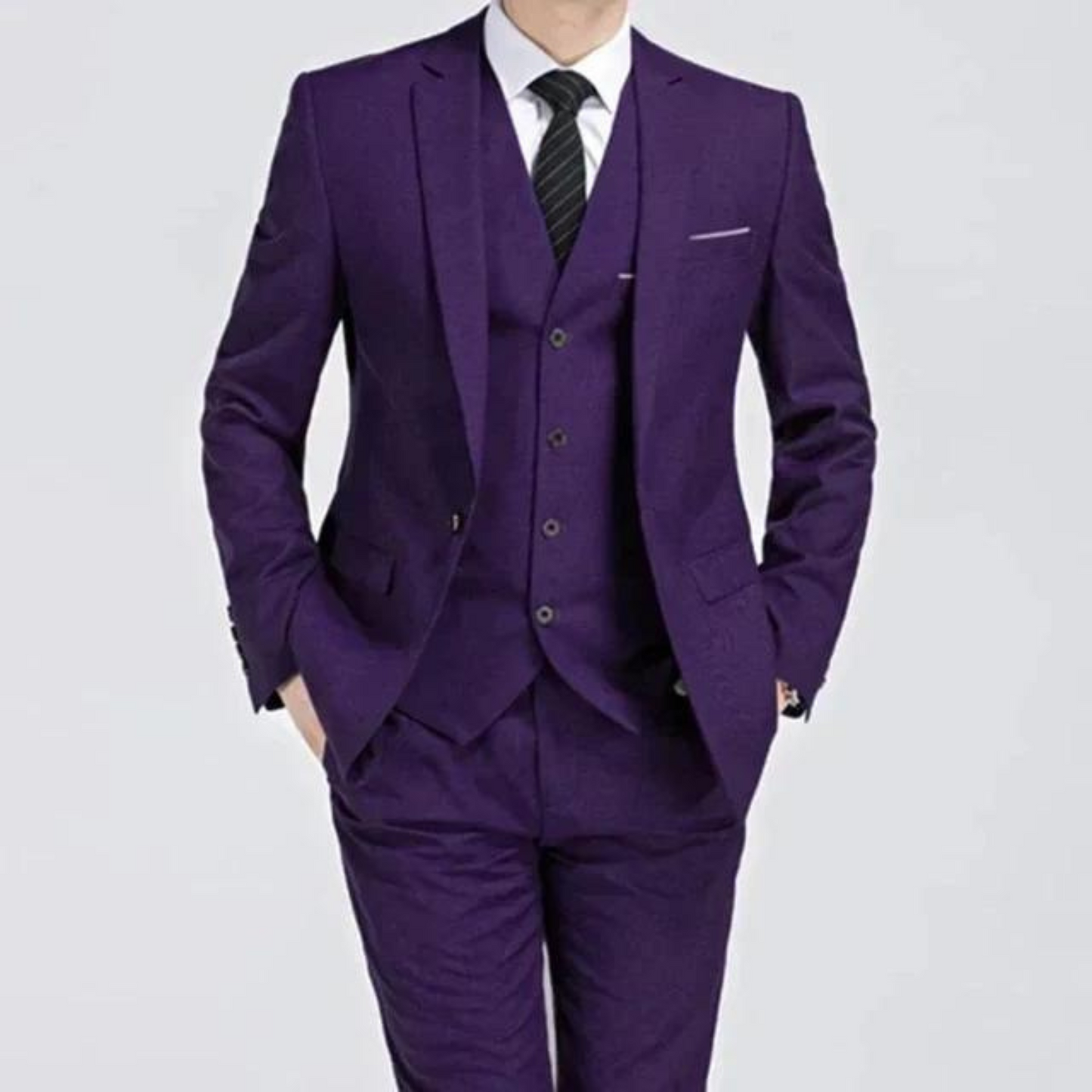 NobleAttire™ | Men's Slim Fit Three-Piece Suit | Single-Breasted, Notch Lapel, Formal Wear