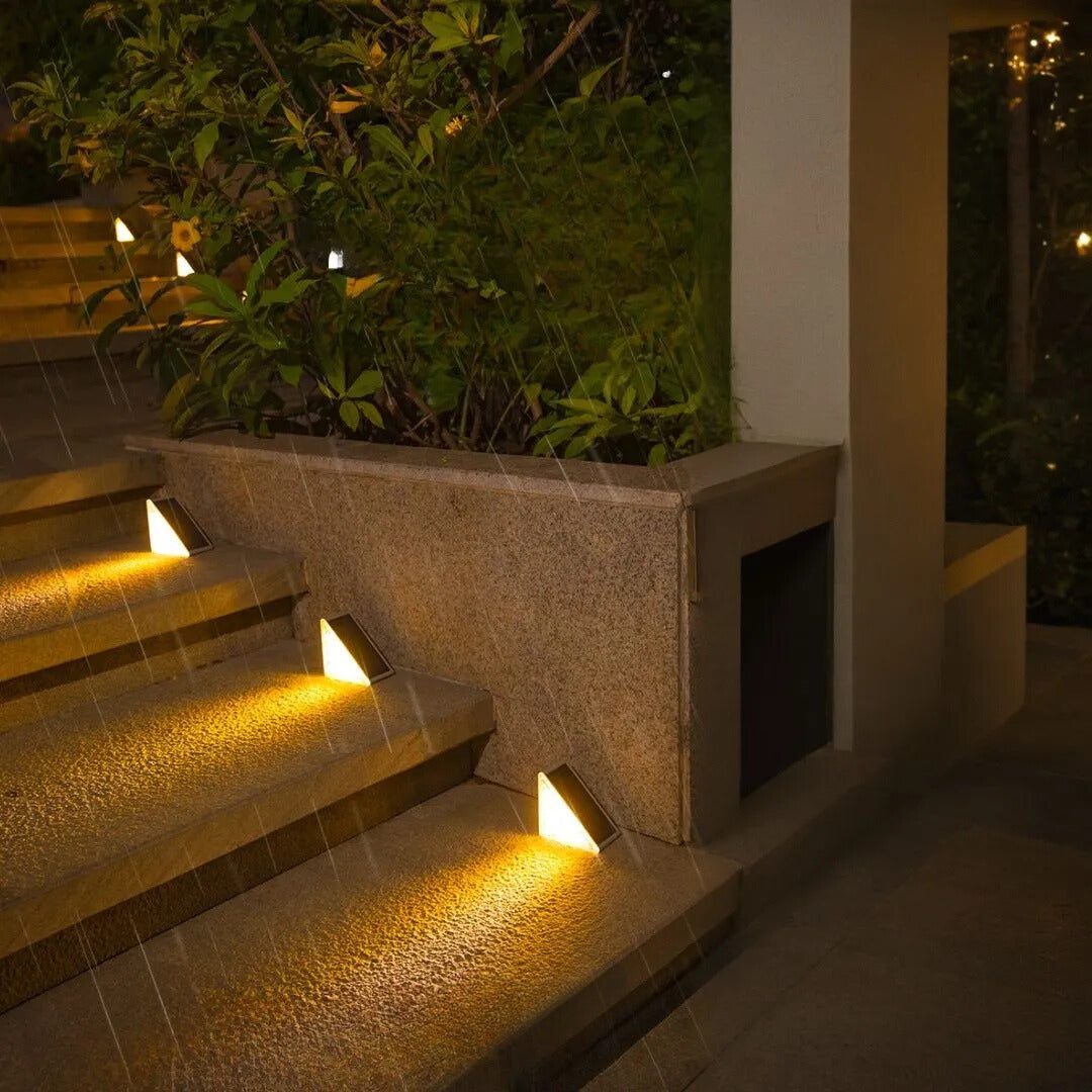 LED Solar Powered Stair Lights with Motion Sensor - Waterproof Outdoor Lighting for Steps, Pathways, and Decks