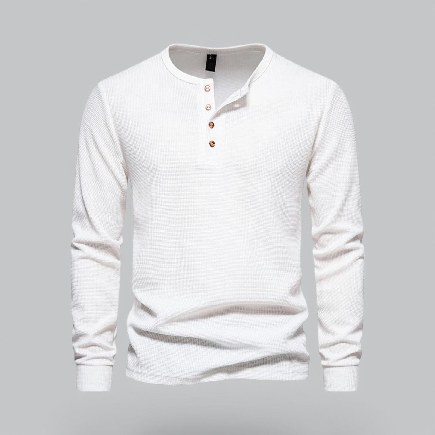 Waffle Henley Long Sleeve T-Shirt | Casual Cotton Shirt for Men | Lightweight, Breathable Fabric, Comfortable Fit