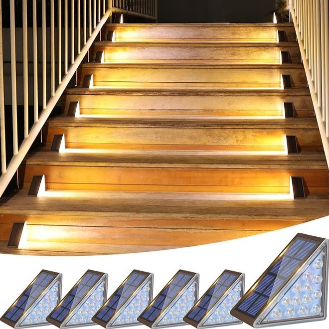 LED Solar Powered Stair Lights with Motion Sensor - Waterproof Outdoor Lighting for Steps, Pathways, and Decks