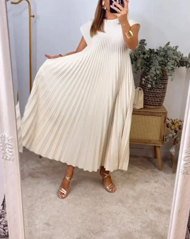 Sleeveless Pleated Dress | Women's Elegant Summer Dress | Lightweight Fabric, Flattering Fit & Versatile Style