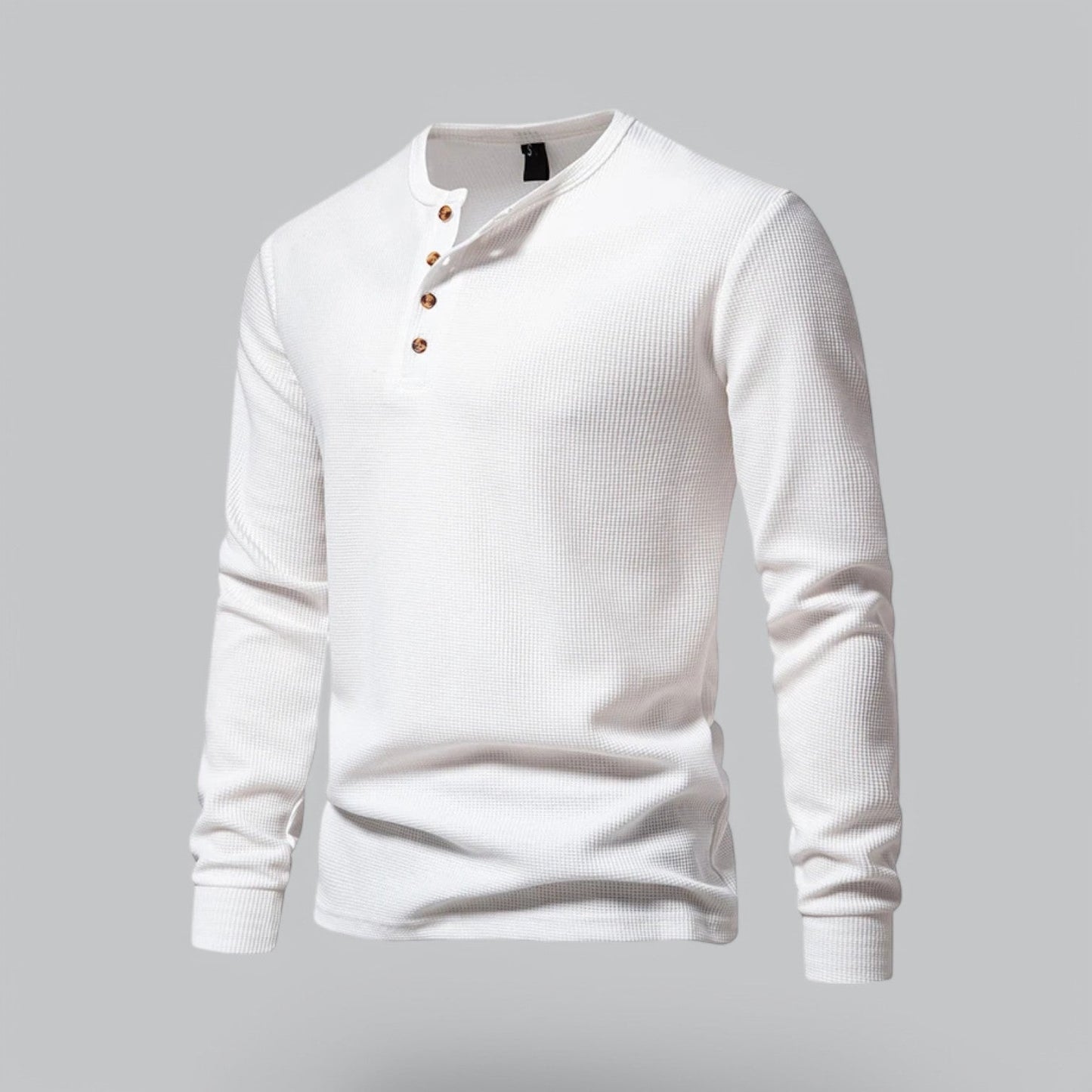 Waffle Henley Long Sleeve T-Shirt | Casual Cotton Shirt for Men | Lightweight, Breathable Fabric, Comfortable Fit