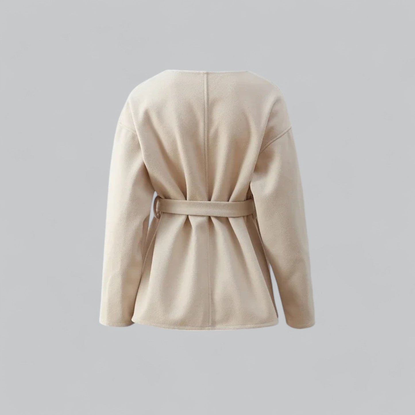 Midi Coat with Belt | Women's V-Neck Jacket | Stylish Outerwear for Fall & Winter