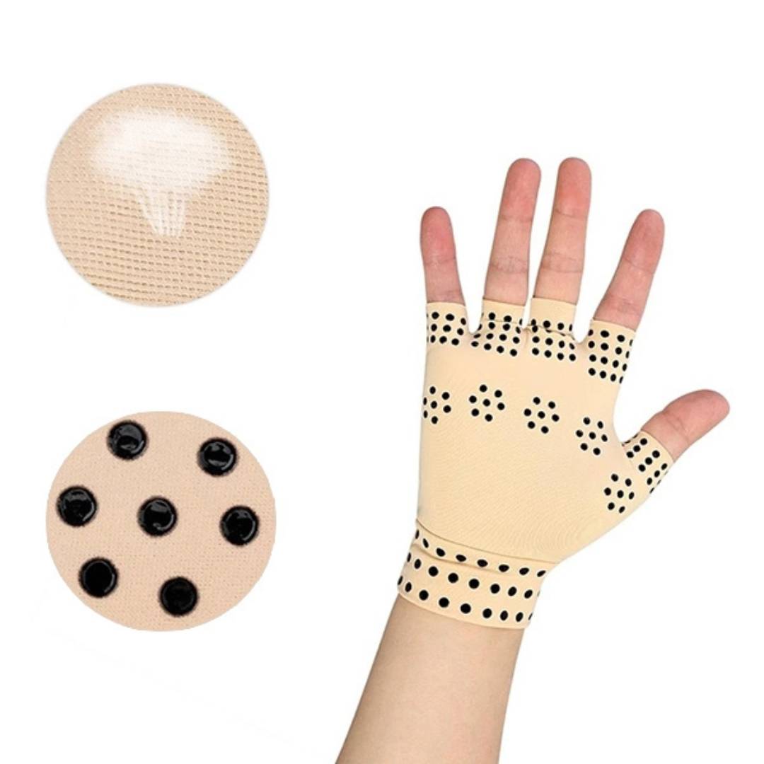 Fingerless Arthritis Compression Gloves with Magnetic Therapy for Pain Relief, Improved Circulation & Reduced Swelling