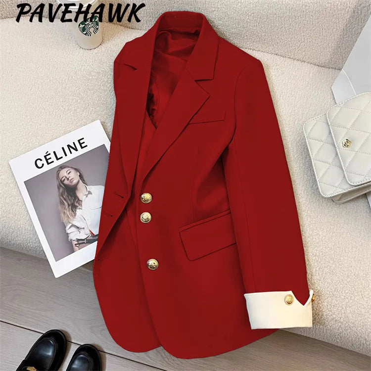 Blazer Elise™ | Women's Long Sleeve Blazer | Solid Color, Single Breasted, Notched Lapel Design for Office & Casual Wear