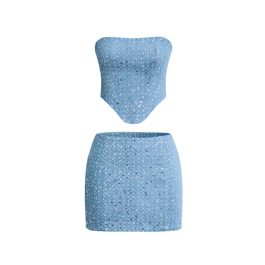 Shimmer Luxe™ | Women's Sequins Two-Piece Skirt Set | Sparkling Design, Comfortable Fit, Perfect for Parties