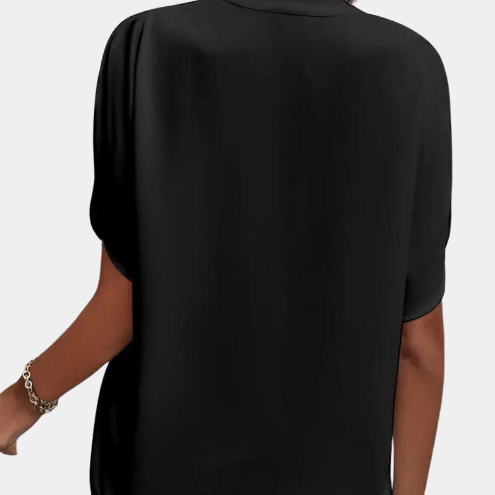 Blouse Vira™ | Women's V-Neck Blouse | Lightweight, Short Sleeve, Relaxed Fit Design