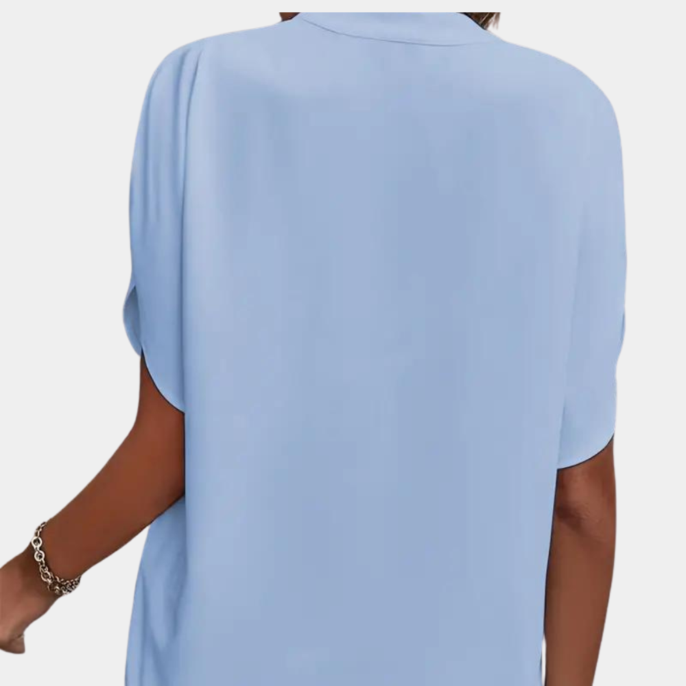 Blouse Vira™ | Women's V-Neck Blouse | Lightweight, Short Sleeve, Relaxed Fit Design
