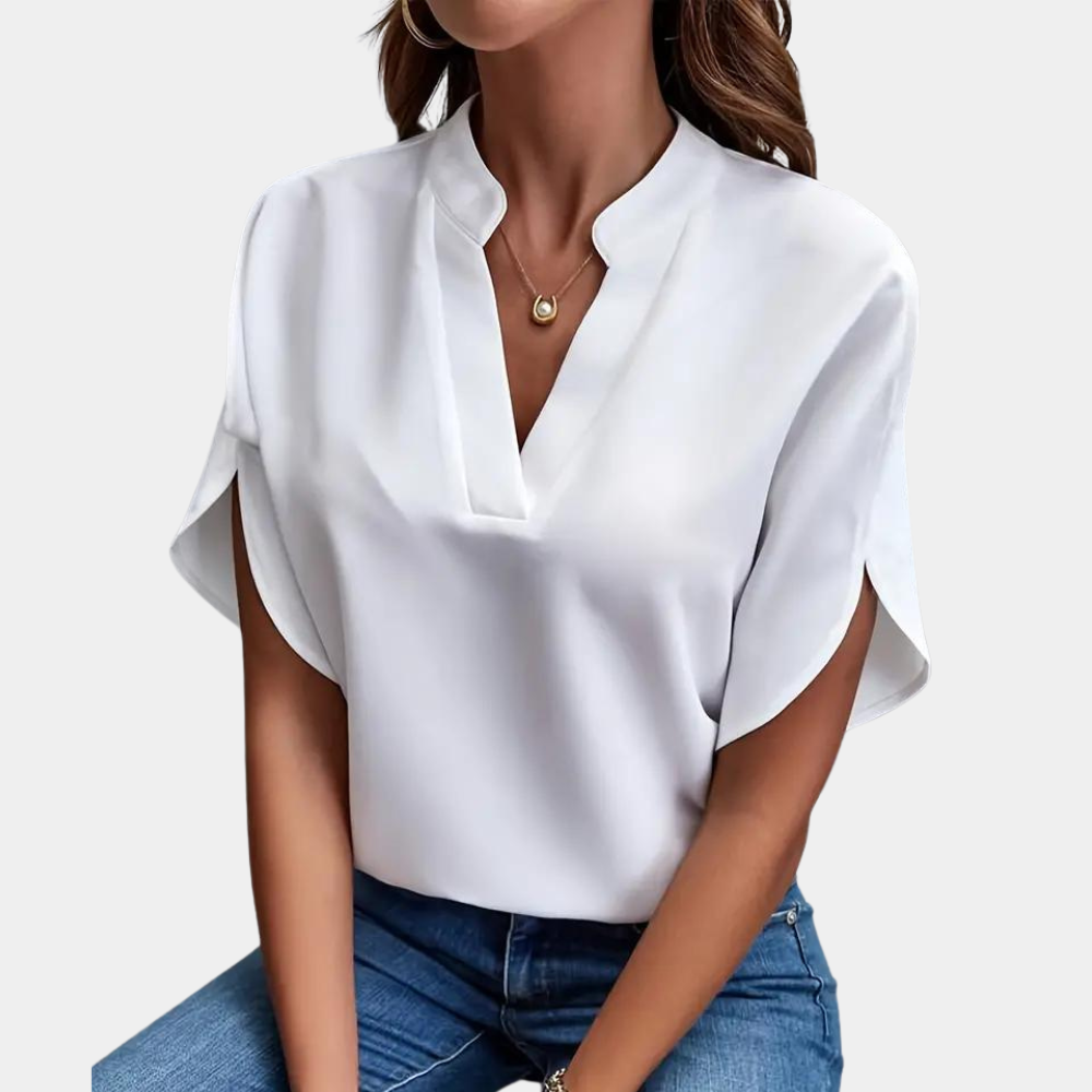 Blouse Vira™ | Women's V-Neck Blouse | Lightweight, Short Sleeve, Relaxed Fit Design