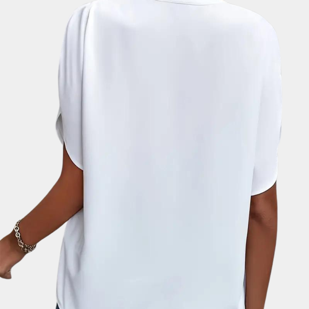 Blouse Vira™ | Women's V-Neck Blouse | Lightweight, Short Sleeve, Relaxed Fit Design