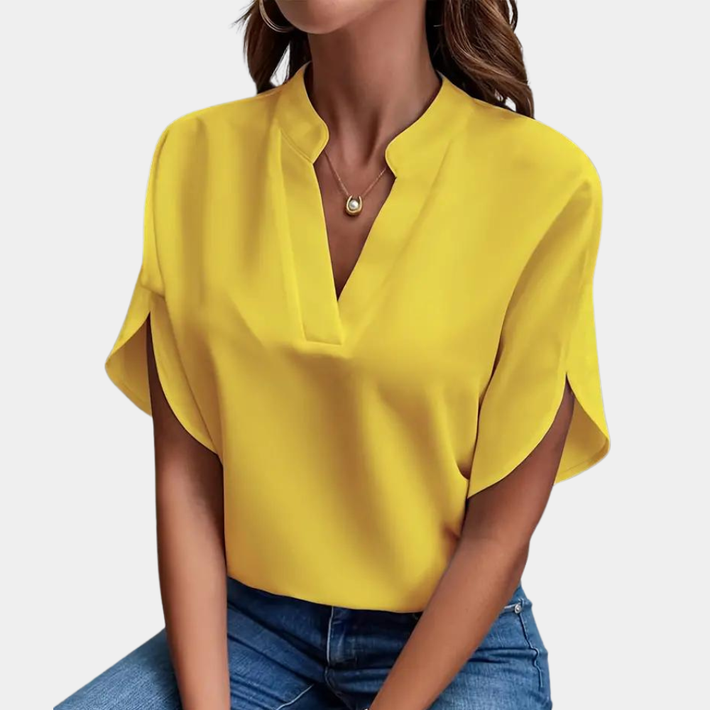Blouse Vira™ | Women's V-Neck Blouse | Lightweight, Short Sleeve, Relaxed Fit Design