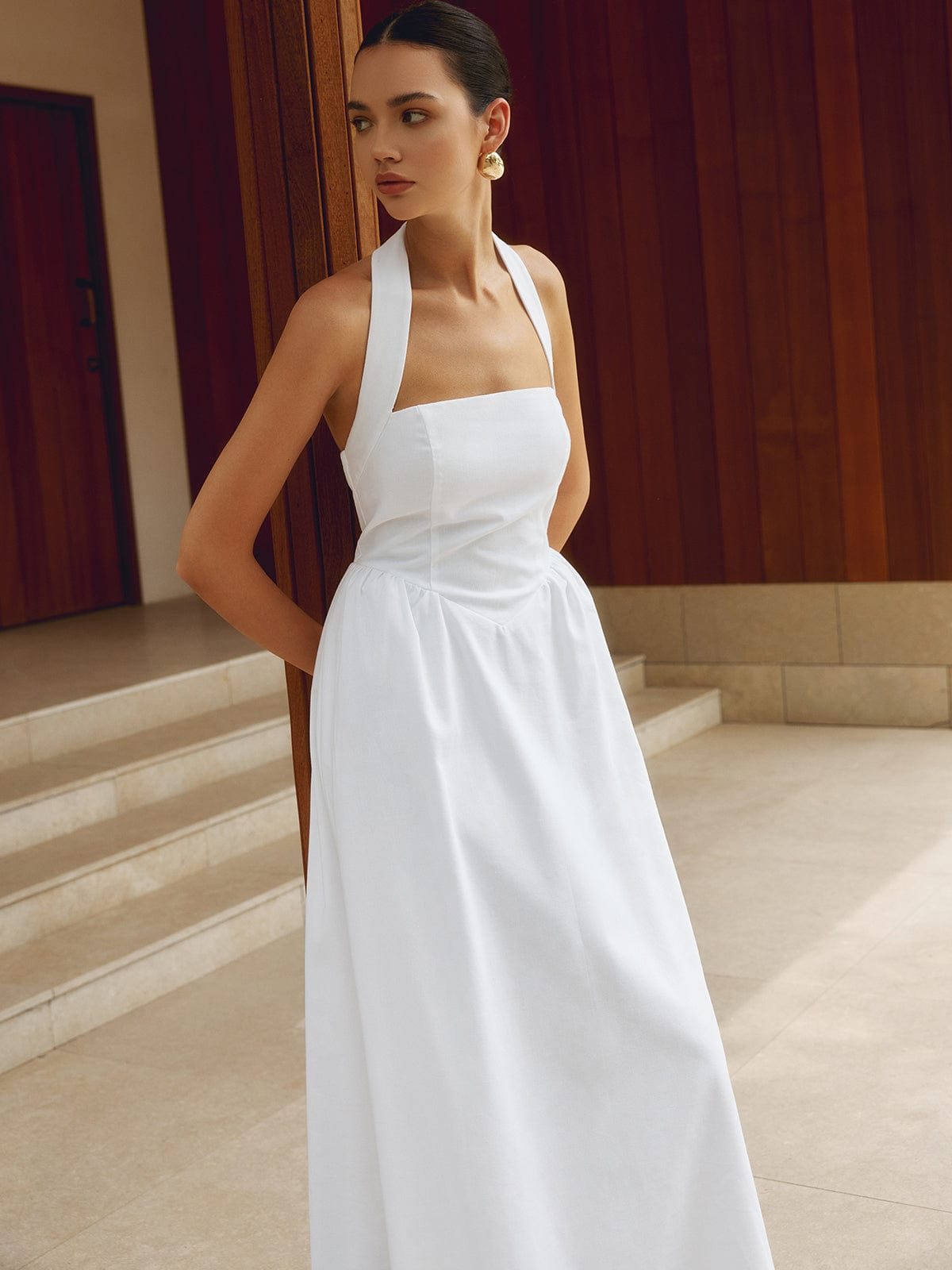 SummerBreeze™ | Women's Halter Maxi Dress | Flowing Sleeveless Design, Lightweight Fabric for Warm Weather