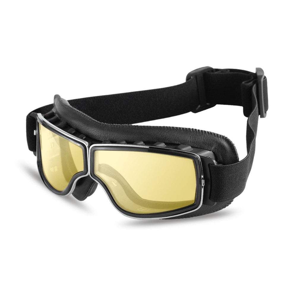 Classic Motorcycle Goggles – Vintage Leather Design, Halcyon-Style Over Glasses Goggles for UK Riders