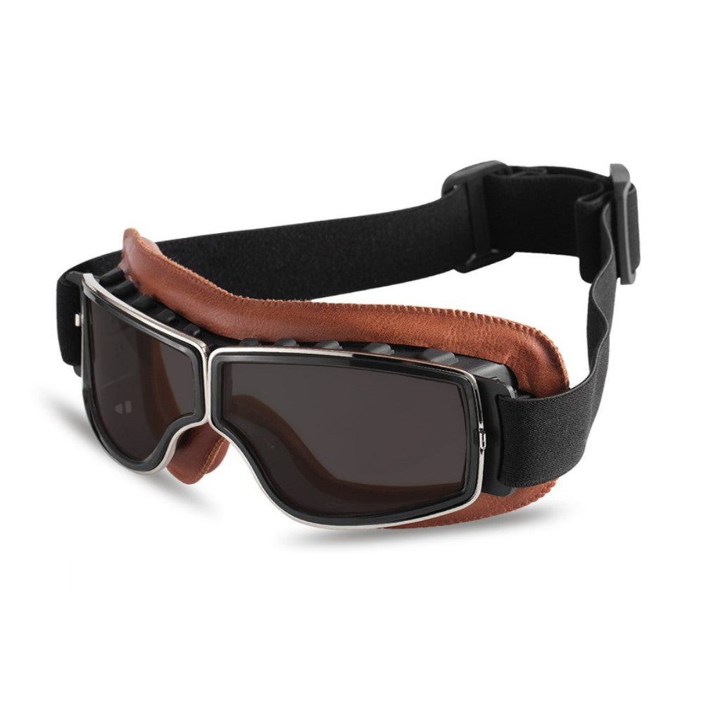 Classic Motorcycle Goggles – Vintage Leather Design, Halcyon-Style Over Glasses Goggles for UK Riders