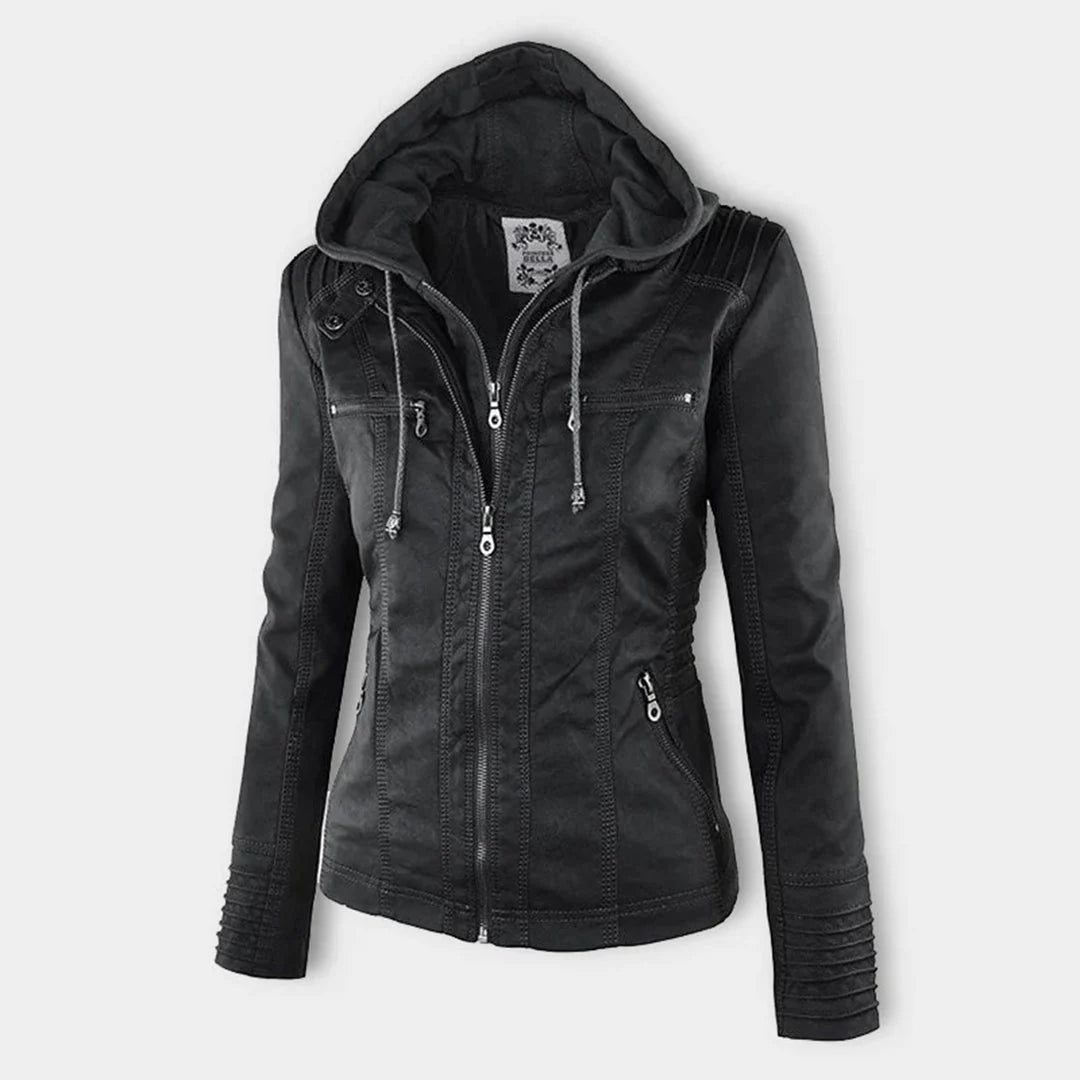 Leather Aura™ | Women's Casual Hooded Leather Jacket | Genuine Leather, Stylish Design & Comfortable Fit