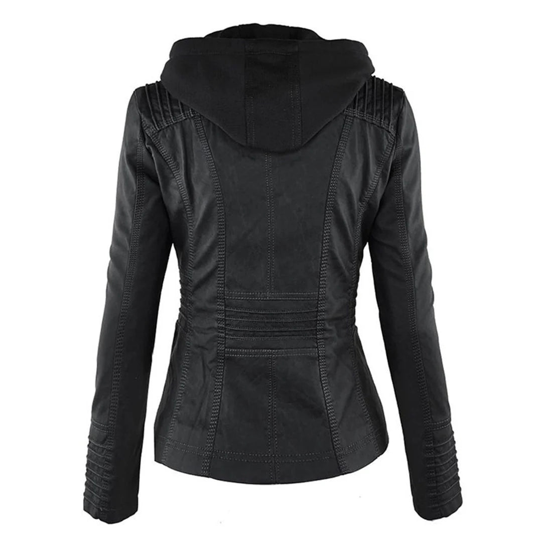 Leather Aura™ | Women's Casual Hooded Leather Jacket | Genuine Leather, Stylish Design & Comfortable Fit