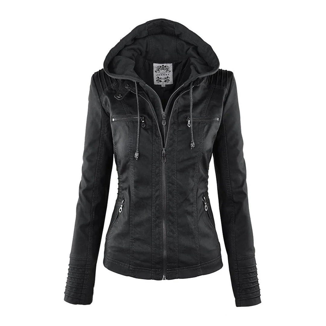 Leather Aura™ | Women's Casual Hooded Leather Jacket | Genuine Leather, Stylish Design & Comfortable Fit