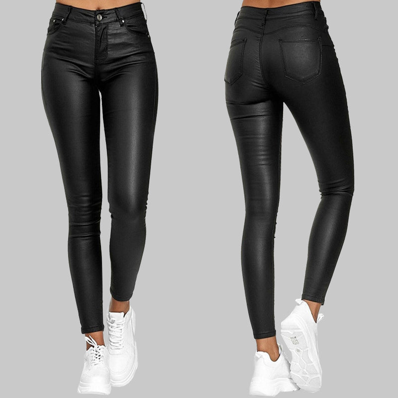 B&S | Stretch Fit & High-Waisted PU Leather Trousers – Fashionable Skinny Style for Men & Women