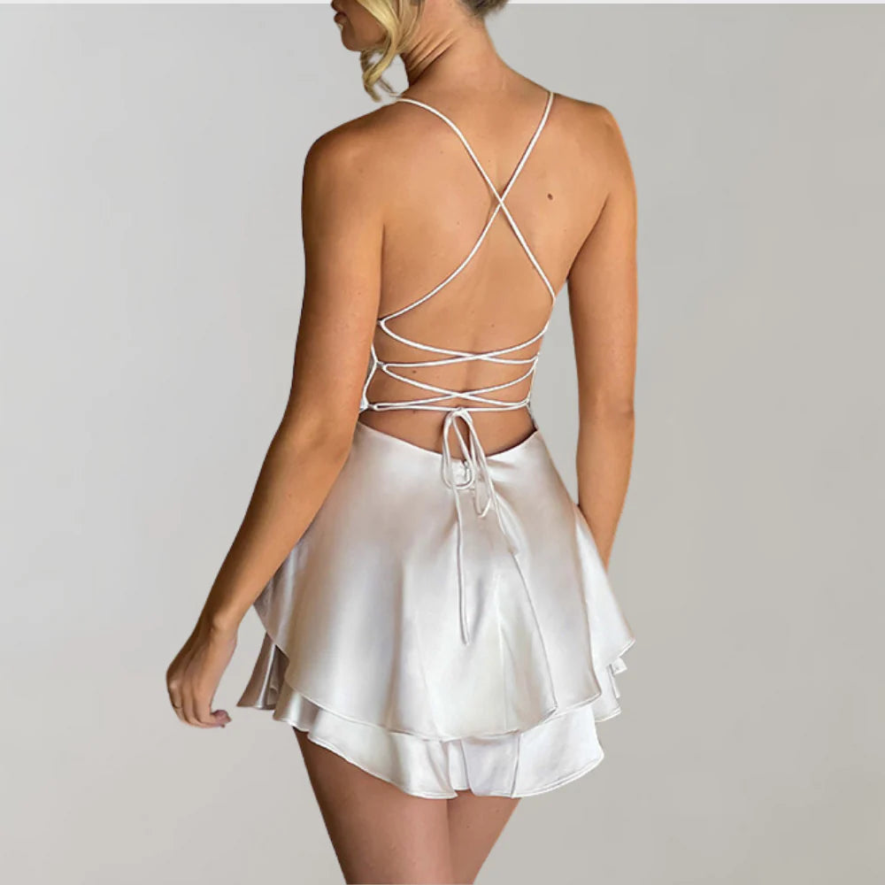 Silk Aura™ | Women's Backless Mini Dress | Luxurious Silk Fabric, Flattering Fit & Stylish Design
