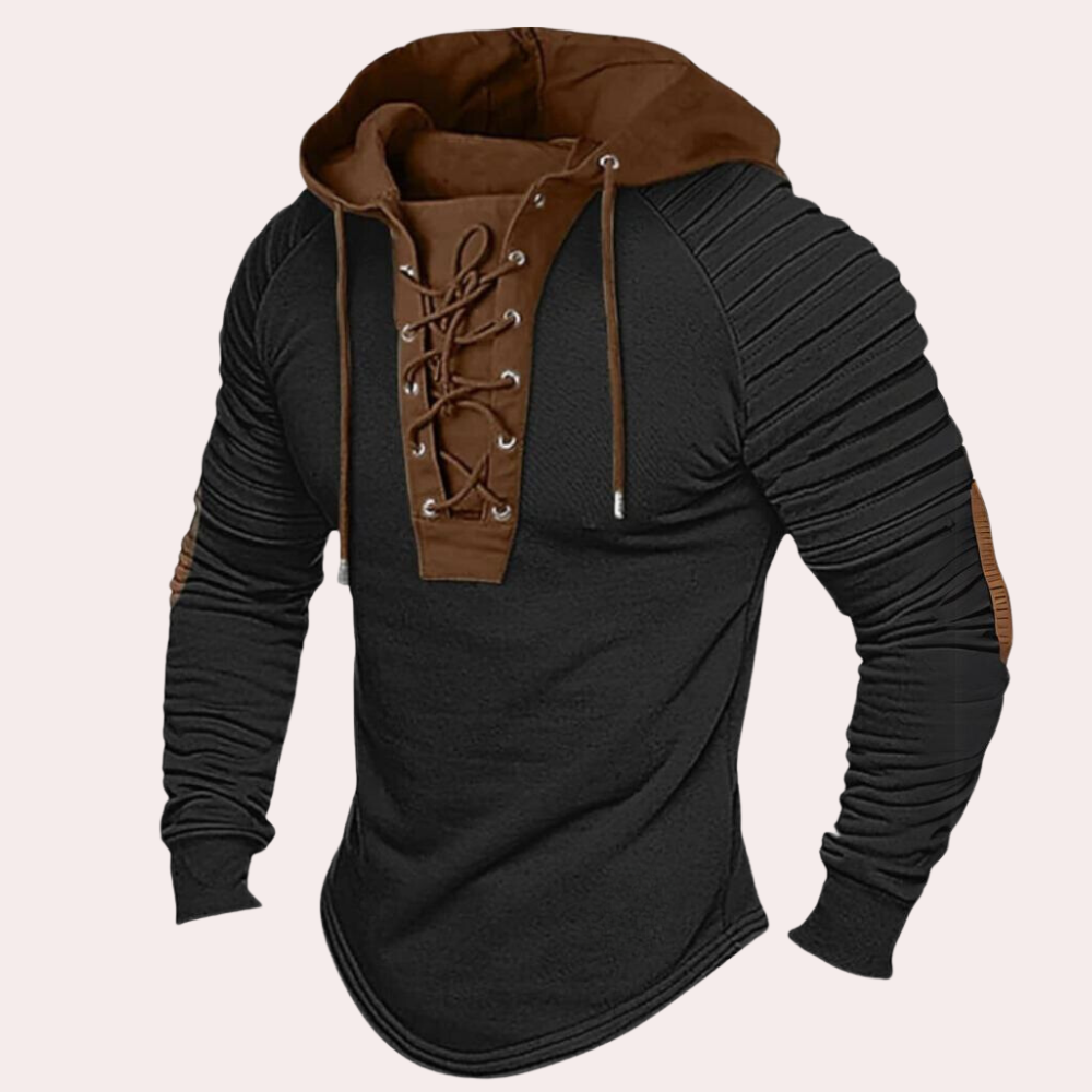 Lace-Up Urban™ | Men's Modern Sweatshirt | Hooded Design, Lace-Up Front, Soft Cotton Blend