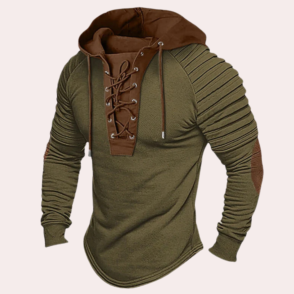 Lace-Up Urban™ | Men's Modern Sweatshirt | Hooded Design, Lace-Up Front, Soft Cotton Blend
