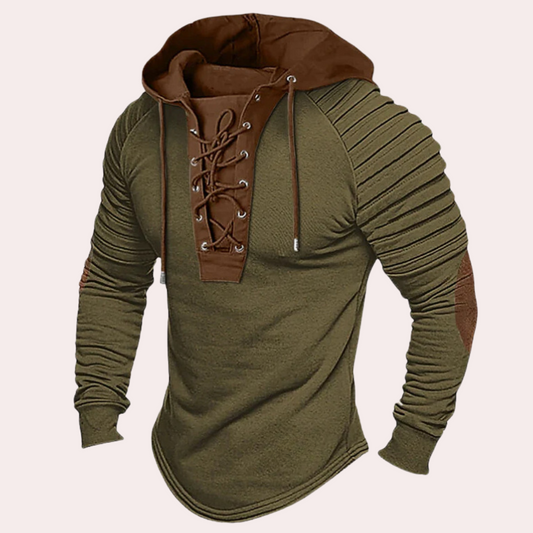 Lace-Up Urban™ | Men's Modern Sweatshirt | Hooded Design, Lace-Up Front, Soft Cotton Blend