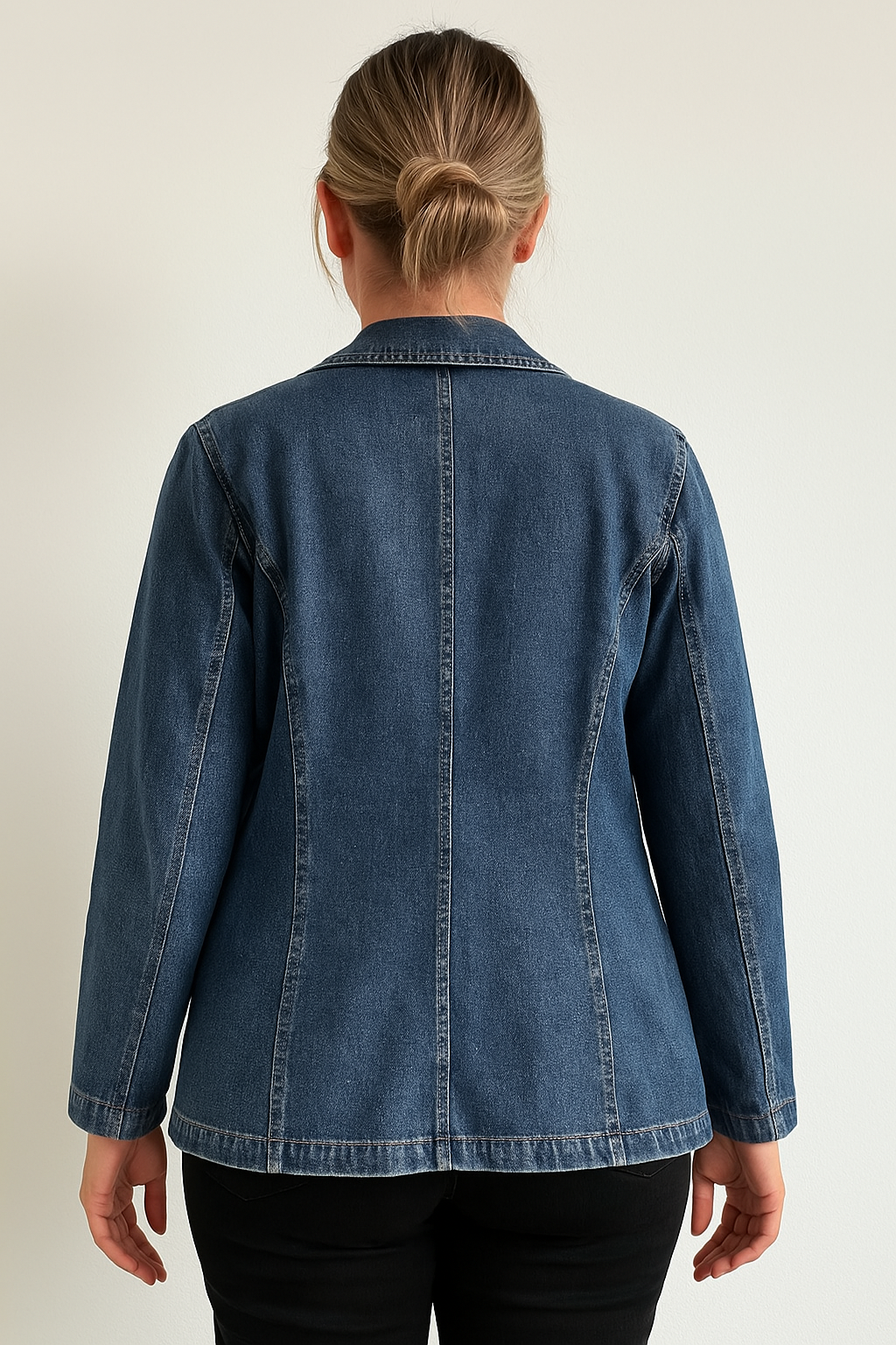Stylish Denim Blazer for Women in Durable Denim Fabric with Tailored Fit and Versatile Design