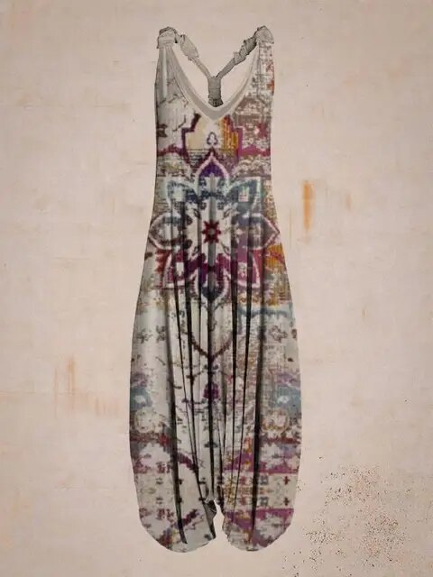 Boho Luxe™ | Women's Bohemian Jumpsuit | Halter Neck, Loose Fit, Full Length Harem Style