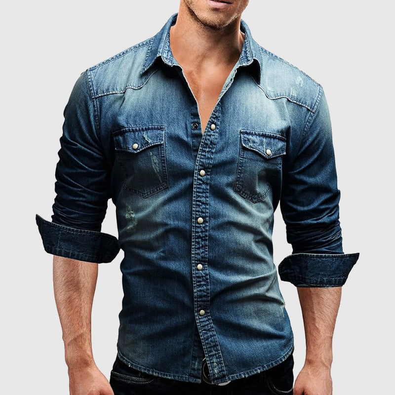 Denim Blake™ | Men's Long-Sleeved Denim Shirt | Button Closure, Soft Cotton Blend & Casual Fit
