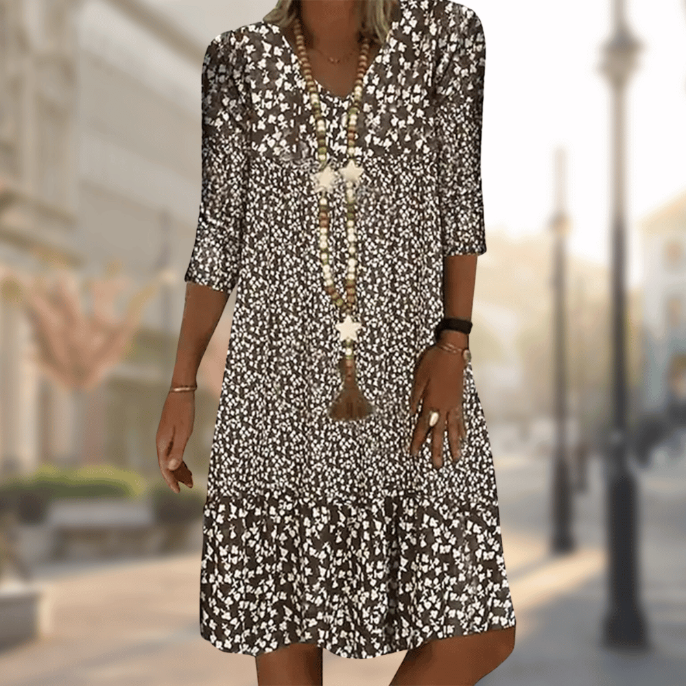 Floral Breeze™ | Women's Floral Print Midi Dress | Lightweight, Breathable Fabric, 3/4 Sleeves for Summer Style