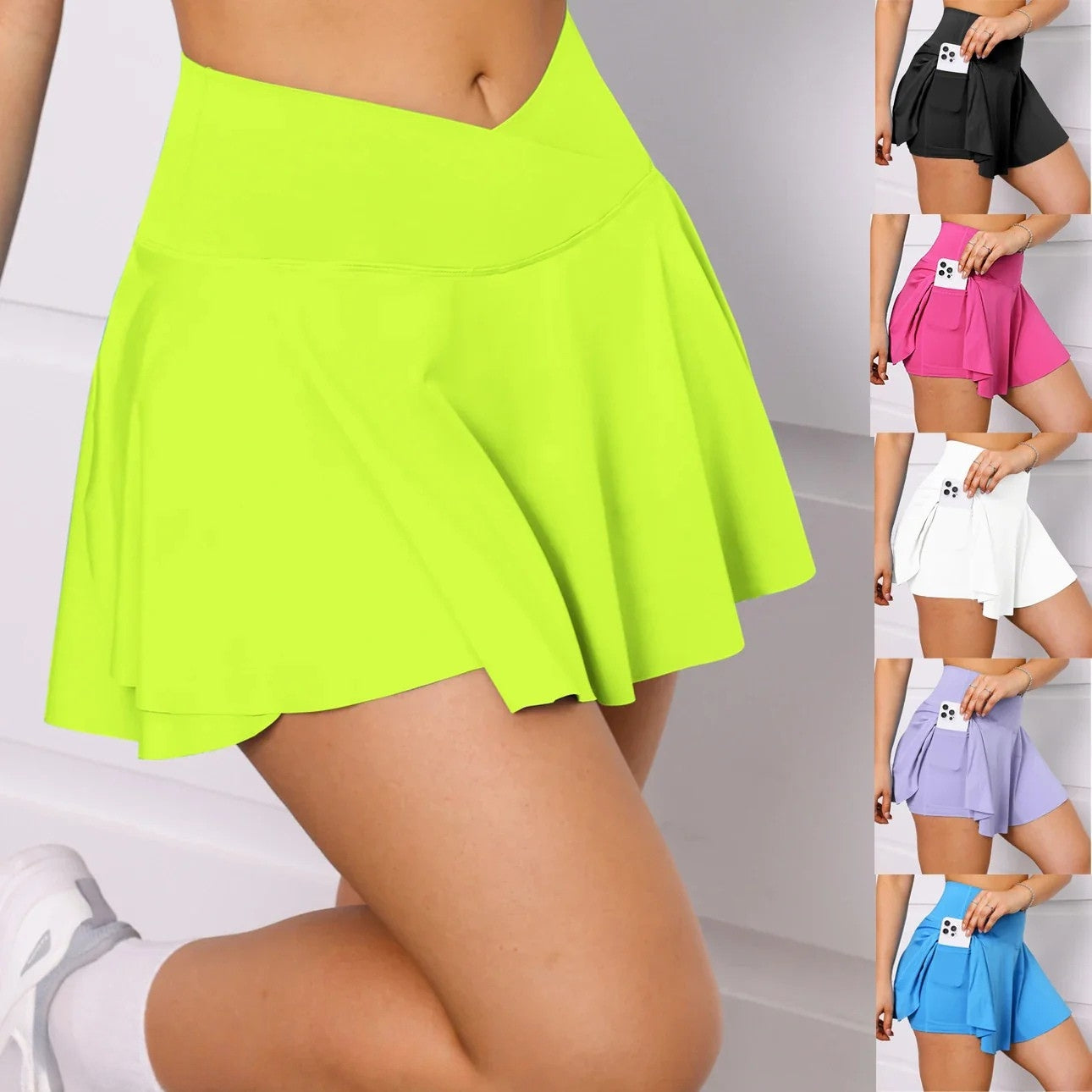 Sporty Vibe™ | Women's High Waist Golf Skirt | Lightweight, Breathable Fabric, Pockets, Ideal for Tennis & Running